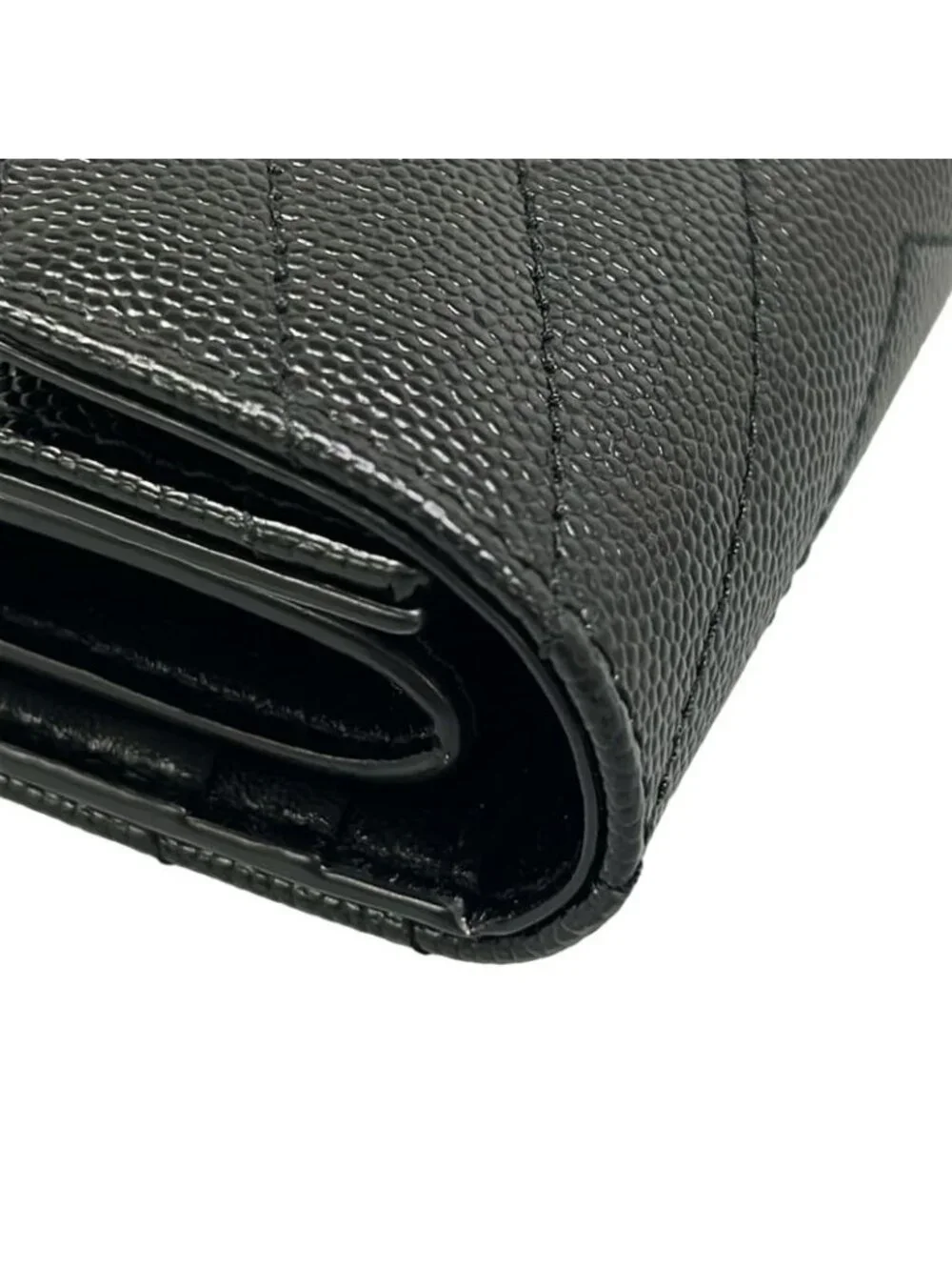 Saint Laurent Paris Trifold Wallet Cassandra Multi Fold Black Ysllogo Leather - Picture 7 of 12